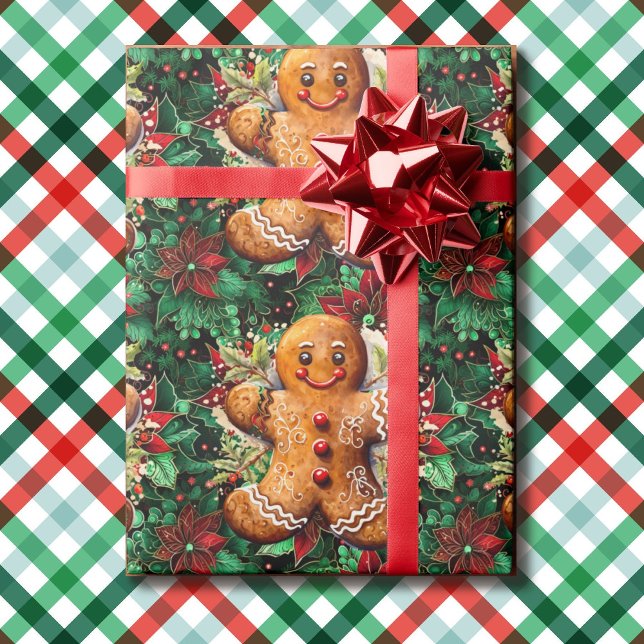 Gingerbread Man and Poinsettias Christmas Classics Geschenkpapier (Von Creator hochgeladen)
