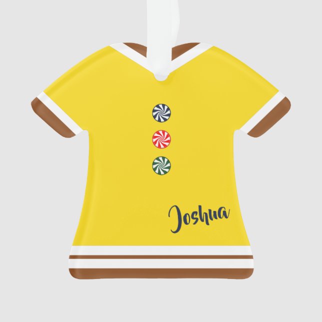 Gingerbread Man Anzug Gelbe Weihnachtsfigur Ornament (Vorderseite)