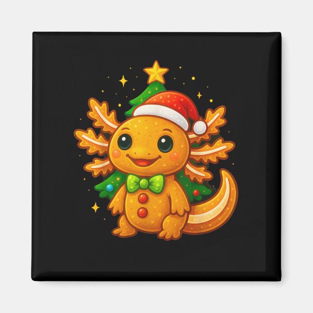 Gingerbread Man Axolotl Weihnachtsmannmütze Weihna Magnet (Vorne)