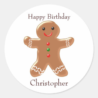 Gingerbread Man Birthday Runder Aufkleber