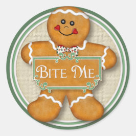 Gingerbread Man - Bite Me Runder Aufkleber