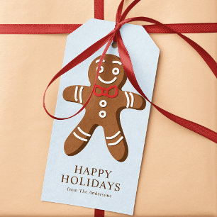 Gingerbread Man Blue Christmas Geschenkanhänger
