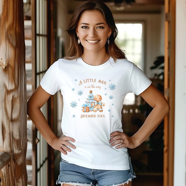 Gingerbread Man Boy Weihnachtsankündigung T-Shirt (Gingerbread Man Boy Christmas Baby Announcement T-Shirt)