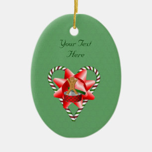 Gingerbread Man Candy Cane Holiday Ornament
