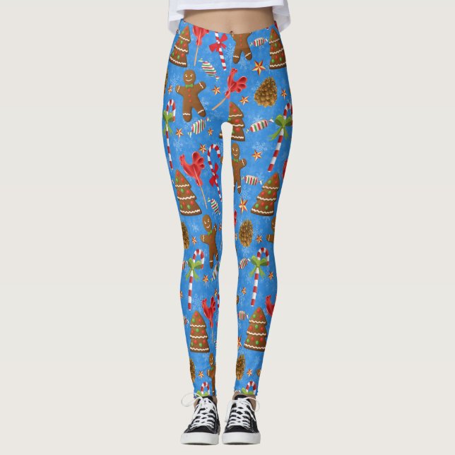 Gingerbread Man, Candy und Lollipop Leggings (Vorderseite)