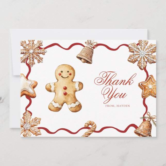 Gingerbread Man | Christmas Baby Shower  Dankeskarte (Vorderseite)