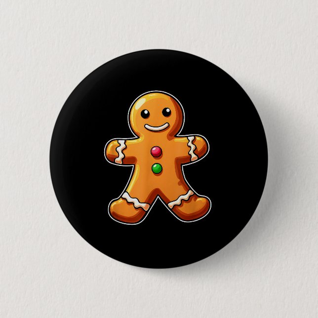 Gingerbread Man Christmas Cookie Baking Holiday Te Button (Vorderseite)