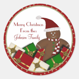Gingerbread Man Christmas Labels Runder Aufkleber