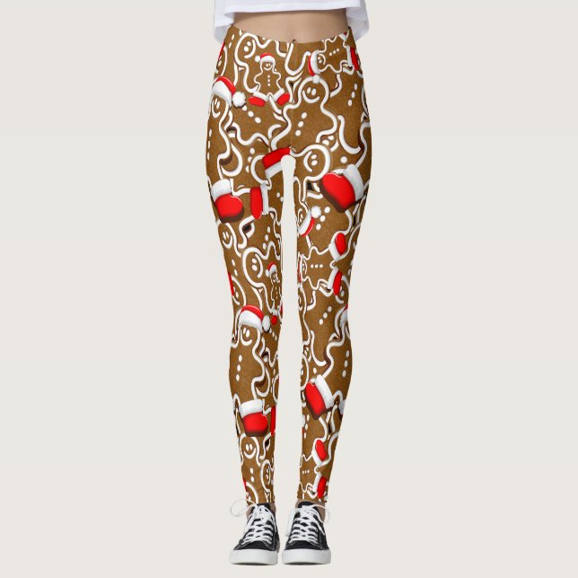 Gingerbread Man Christmas Santa Claus Leggings (Vorderseite)