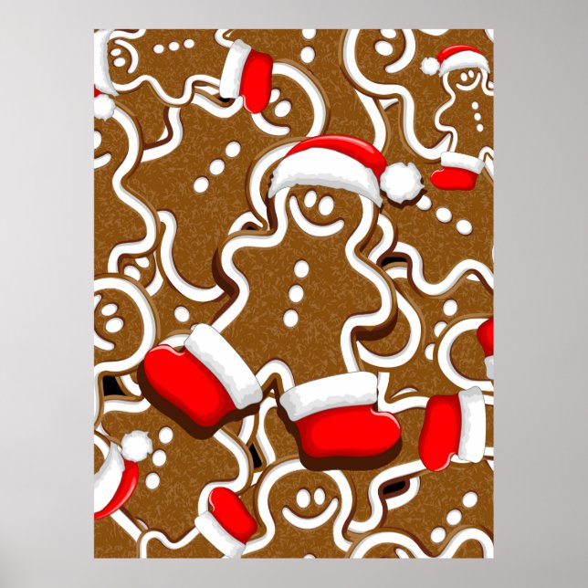Gingerbread Man Christmas Santa Claus Poster (Vorne)