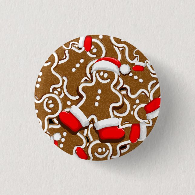 Gingerbread Man Christmas Santa Claus Throw Kissen Button (Vorderseite)