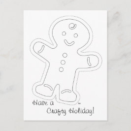 Gingerbread Man Coloring Card Feiertagspostkarte