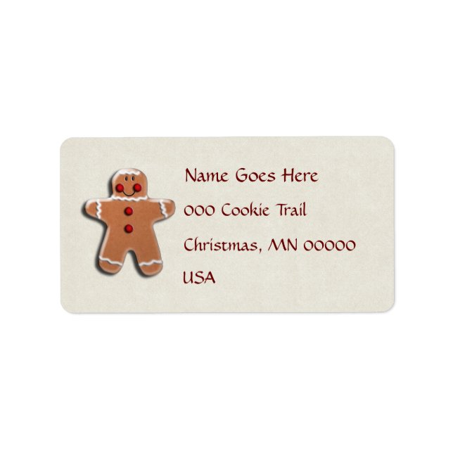 Gingerbread Man Cookie Adressaufkleber (Vorne)