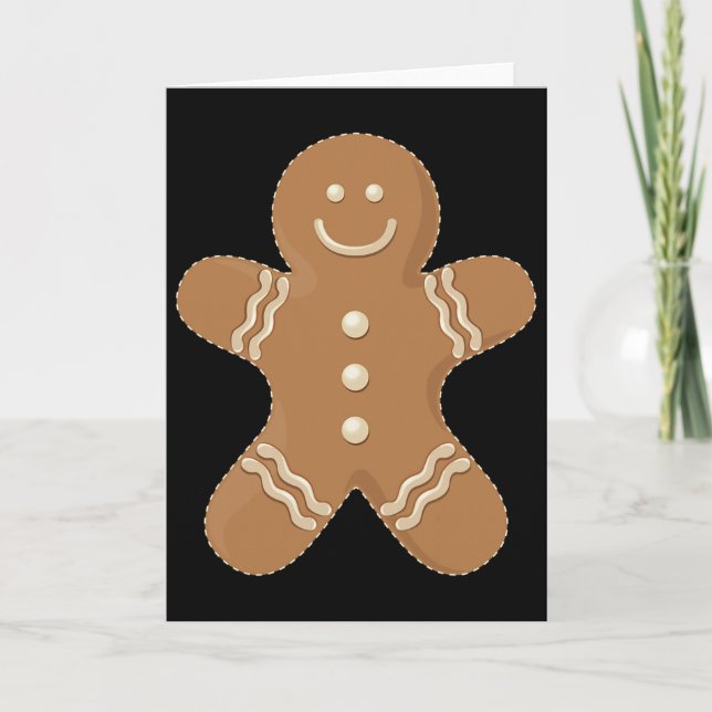 Gingerbread Man Cookie Biscuit Futter Weihnachten Karte (Vorderseite)