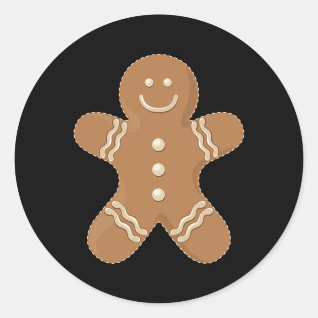 Gingerbread Man Cookie Biscuit Futter Weihnachten Runder Aufkleber (Vorderseite)