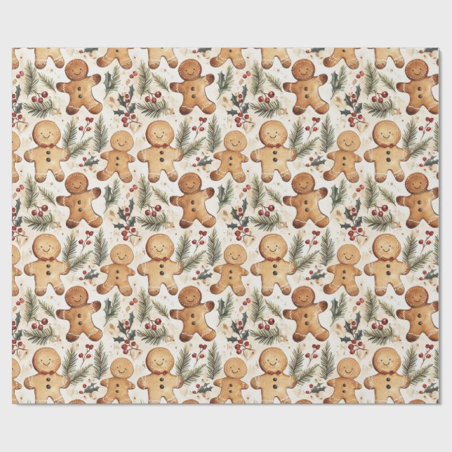 Gingerbread Man Cookie Geschenkpapier (Flach)