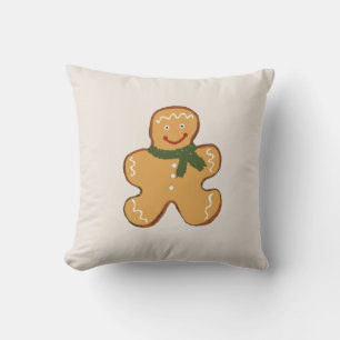 Gingerbread Man Cookie Illustration Holiday Kissen