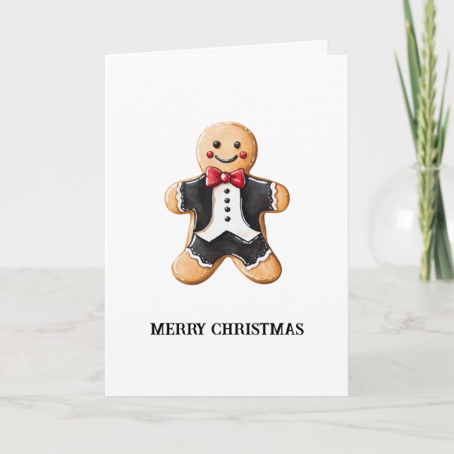 Gingerbread Man Cookie in Tuxedo Karte (Vorderseite)