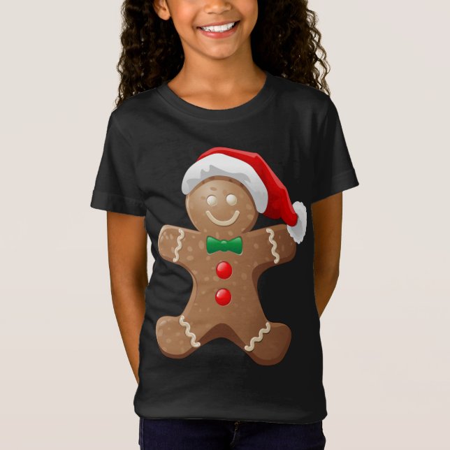 Gingerbread Man Cookie mit dem Weihnachtsmann Hat  T-Shirt (Vorderseite)