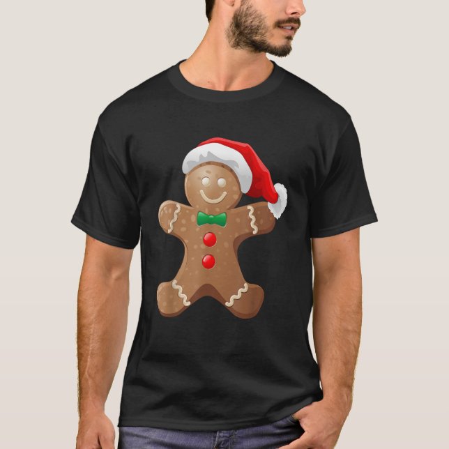Gingerbread Man Cookie mit dem Weihnachtsmann Hat  T-Shirt (Vorderseite)