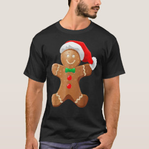 Gingerbread Man Cookie mit dem Weihnachtsmann Hat  T-Shirt
