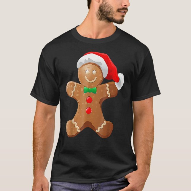 Gingerbread Man Cookie mit dem Weihnachtsmann Hat  T-Shirt (Vorderseite)