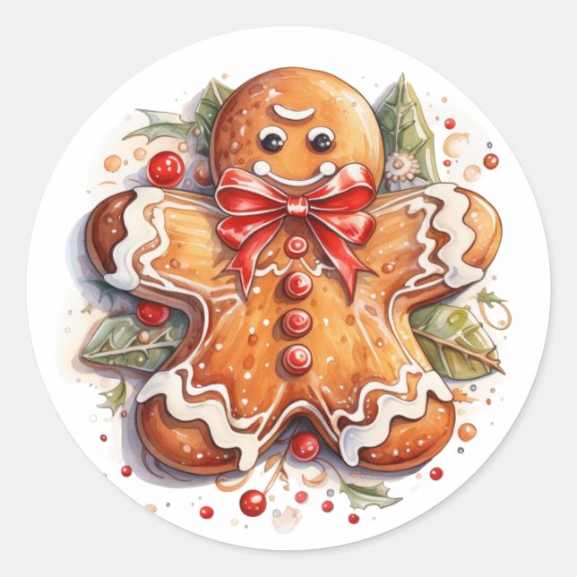 Gingerbread Man Cookie Runder Aufkleber (Vorderseite)