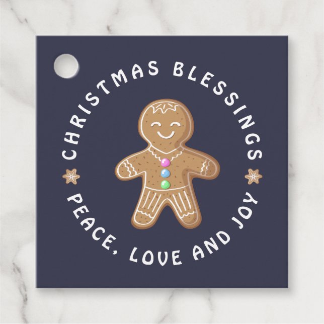 Gingerbread Man Cookie Segen Frieden Liebe Freude Geschenkanhänger (Vorderseite)