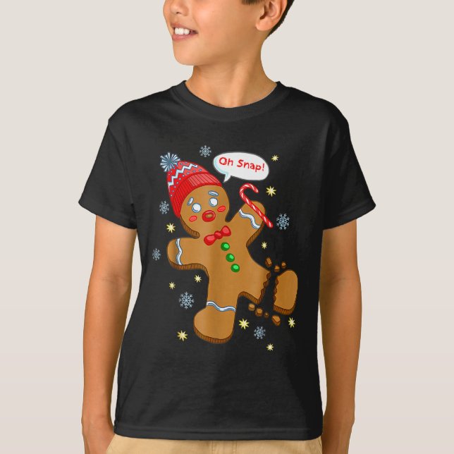 Gingerbread Man Cookie Ugly Sweater Oh Snap Christ T-Shirt (Vorderseite)