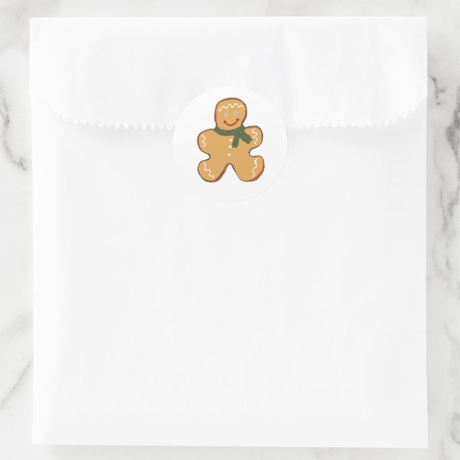 Gingerbread Man Cookie Weihnachtsdesign Runder Aufkleber (Tasche)