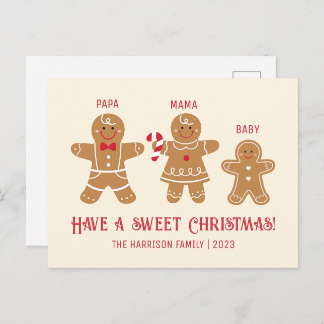 Gingerbread Man Cookies Familie Name Weihnachten Postkarte (Vorne/Hinten)