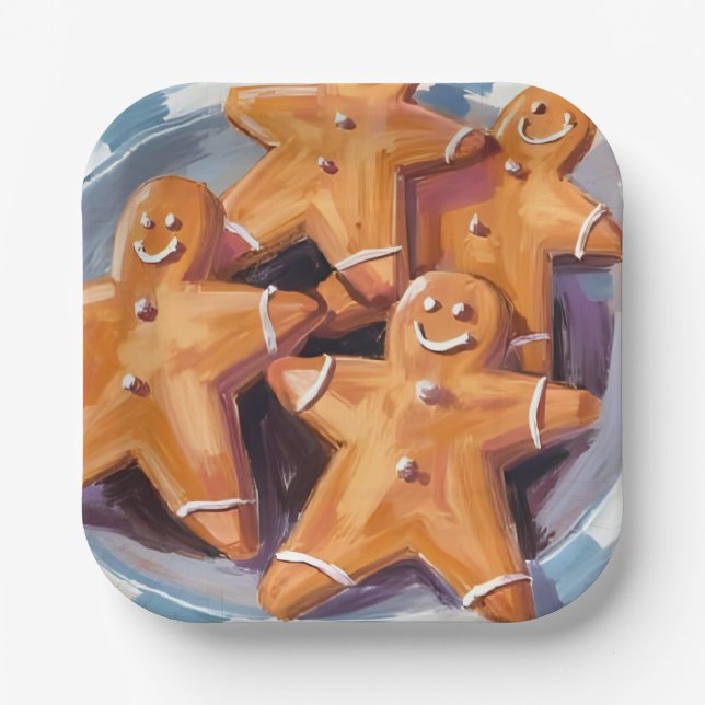 Gingerbread Man Cookies | Frohe Weihnachten Pappteller (Vorderseite)
