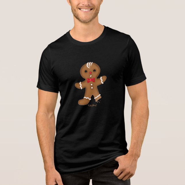 Gingerbread Man Crunch Christmas Dark T-Shirt Tri-Blend Shirt (Vorderseite)