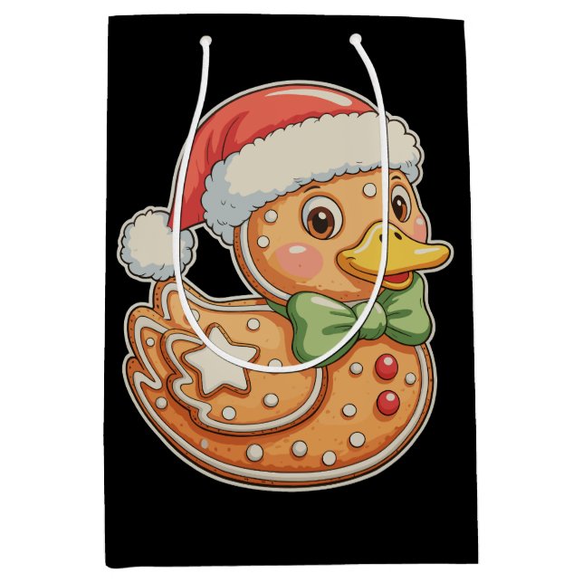 Gingerbread Man Duck Christmas Xmas Holiday Mittlere Geschenktüte (Vorderseite)