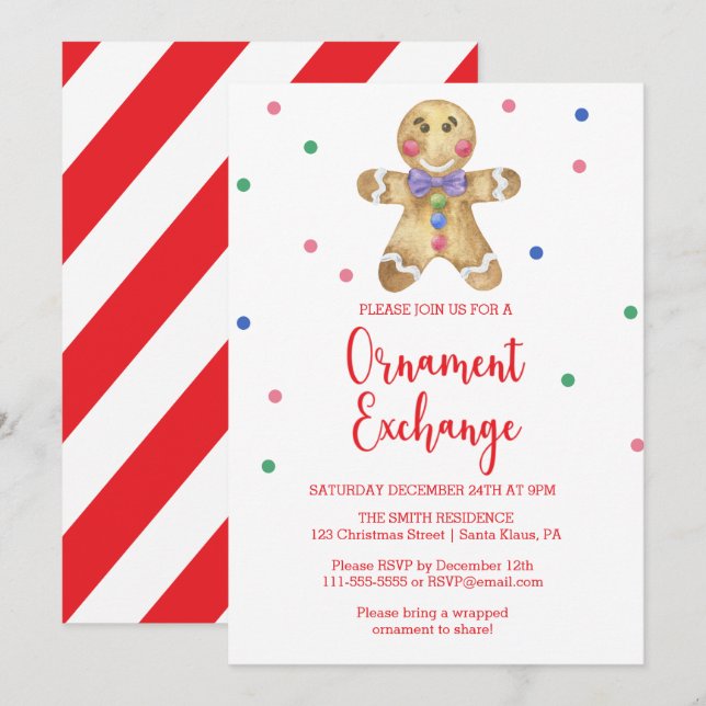 Gingerbread man - Exchange-Party Einladung (Vorne/Hinten)