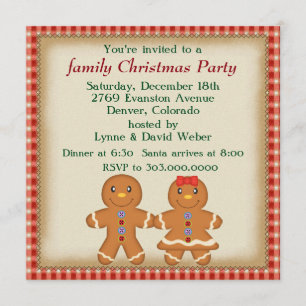 Gingerbread Man Family Christmas Party Einladung