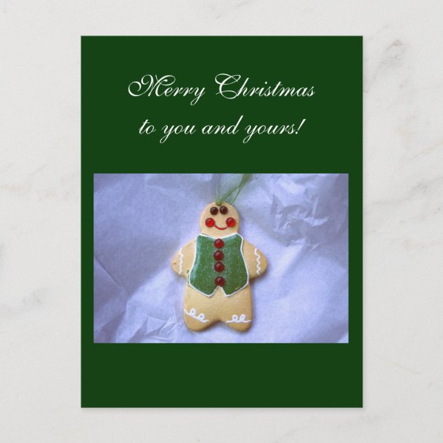 Gingerbread Man Feiertagspostkarte (Vorderseite)