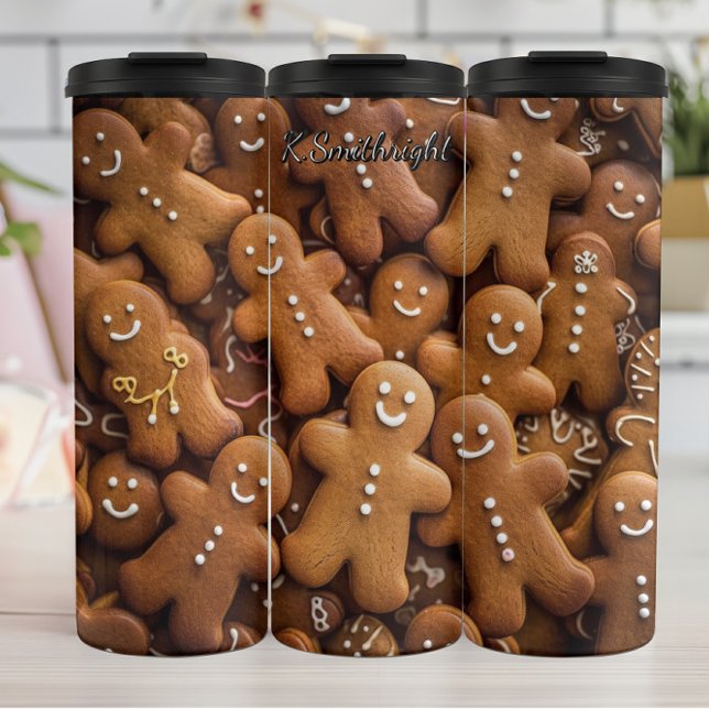 Gingerbread Man Festive Scene Thermosbecher (Von Creator hochgeladen)