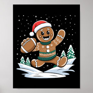 Gingerbread Man Football Ugge Christmas Pajamas Co Poster