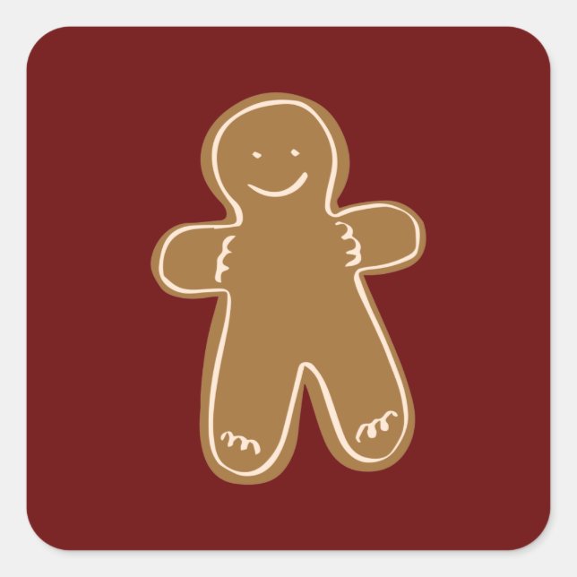 Gingerbread Man Frohe Weihnachtsfeiertage Quadratischer Aufkleber (Vorderseite)