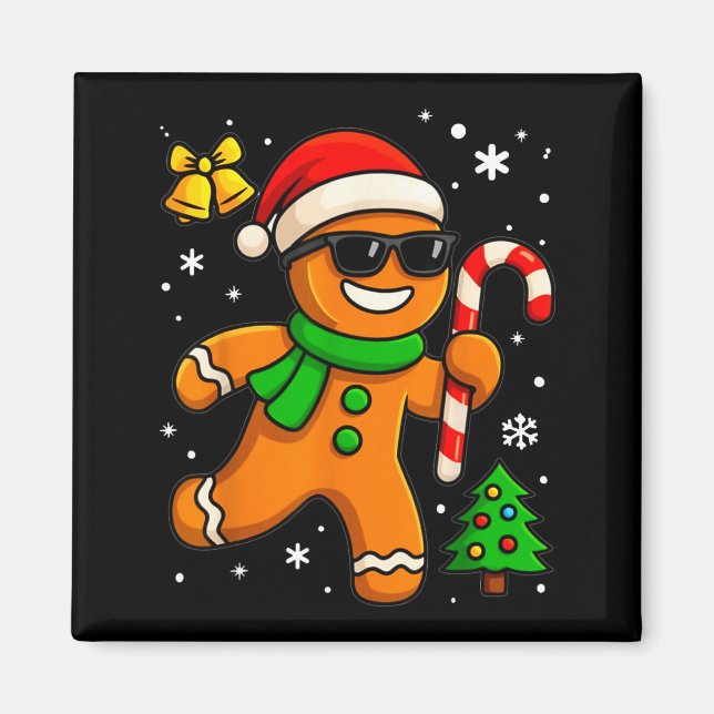 Gingerbread Man Funny Christmas Cookie Costume Bak Magnet (Vorne)