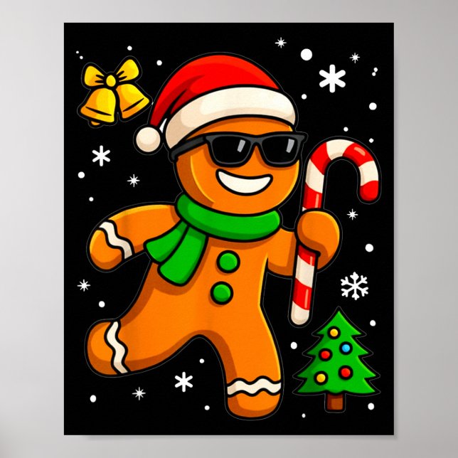 Gingerbread Man Funny Christmas Cookie Costume Bak Poster (Vorne)