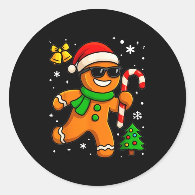 Gingerbread Man Funny Christmas Cookie Costume Bak Runder Aufkleber (Vorderseite)