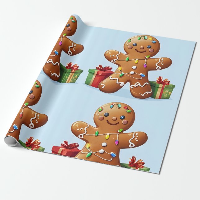 Gingerbread Man Geschenkpapier (Ungerollt)