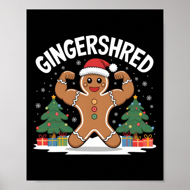Gingerbread Man Gingershred Funny Gym Workout Chri Poster (Vorne)