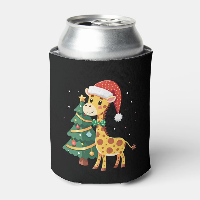 Gingerbread Man Giraffe Santa Hat Christmas Tree T Dosenkühler (Kanne Vorderseite)