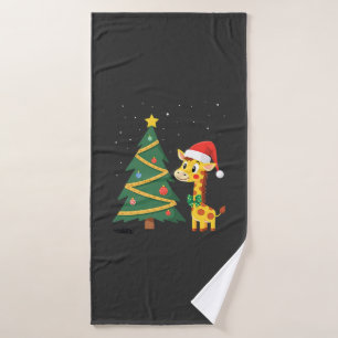 Gingerbread Man Giraffe Weihnachtsmann Hut Weihnac Badehandtuch