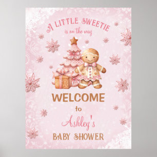 Gingerbread Man Girl Christmas Baby Shoster Poster