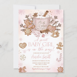 Gingerbread Man Girl Pink Weihnachtsdusche Einladung