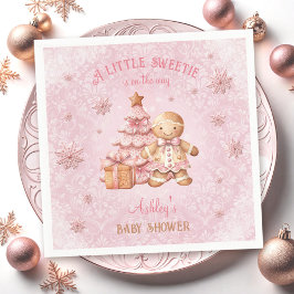 Gingerbread Man Girl Pink Weihnachtsdusche Serviette